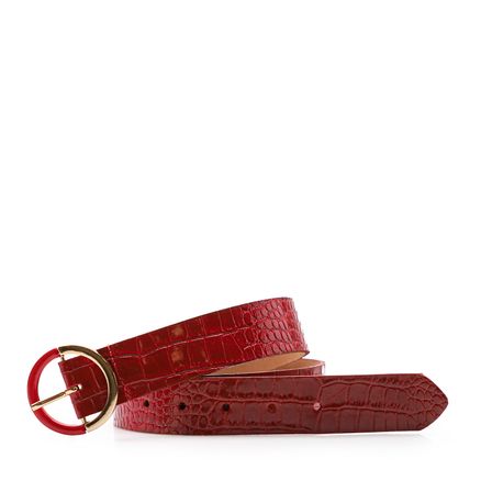 Cinto Feminino Couro - Croco Vermelho