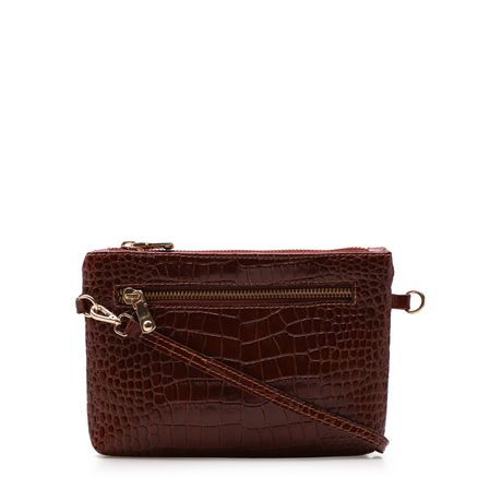 Bolsa Transversal - Couro Croco Telha