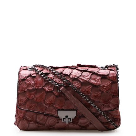 Bolsa Transversal Feminina Pirarucu - Couro Roxo