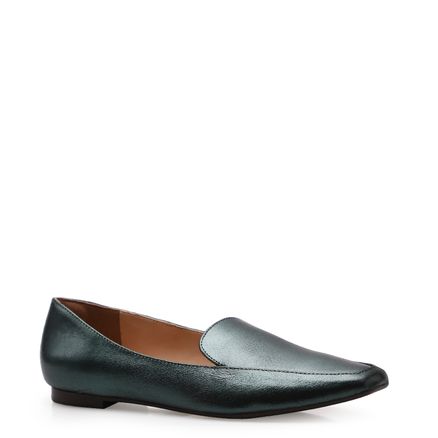 Mocassim Feminino Loafer - Couro Cristal Verde