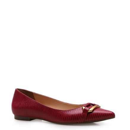 Sapatilha Bico Fino Fivela - Mini Lezard Vermelho