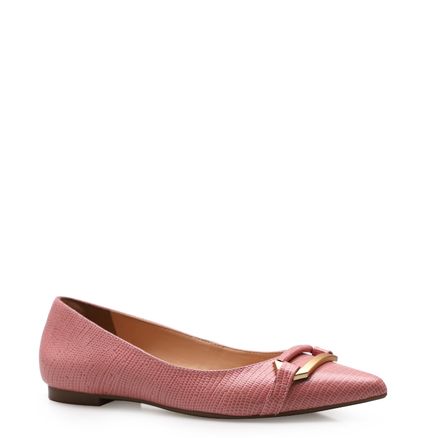 Sapatilha Bico Fino Fivela - Mini Lezard Rosa