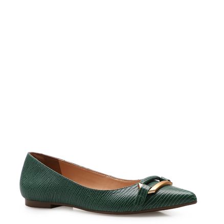 Sapatilha Bico Fino Fivela - Mini Lezard Verde