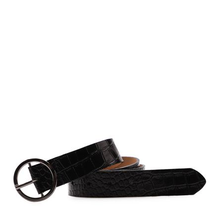 Cinto Feminino Couro - Croco Preto
