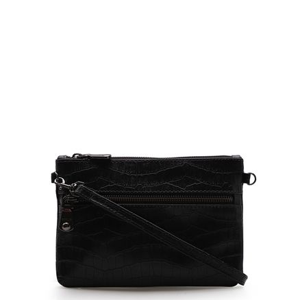 Bolsa Transversal Feminina - Croco Preto