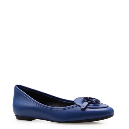 Sapatilha Slipper Couro Kid - Couro Kid Azul