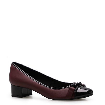 Scarpin Bicolor Chain Verniz Soft - Vinho