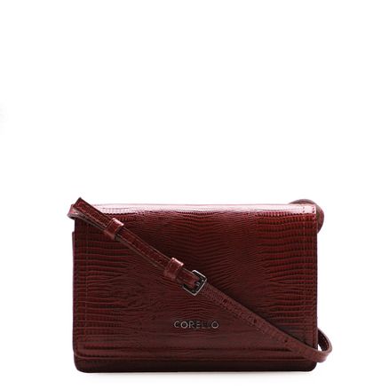 Bolsa Transversal Feminina - Couro Lezard Vinho
