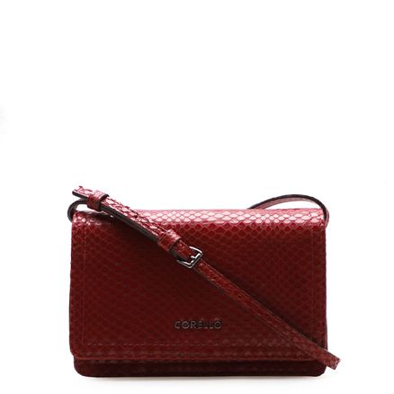 Bolsa Transversal Feminina - Couro Python Vermelho