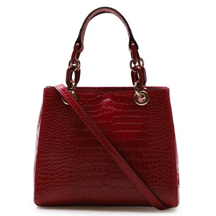 Bolsa Tote Ciça Couro - Croco Vermelho