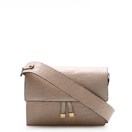 Bolsa Transversal Feminina Giuliana - Couro Croco Bege