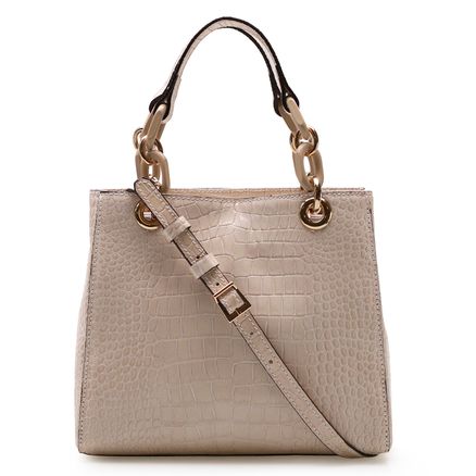 Bolsa Tote Ciça Couro - Croco Bege