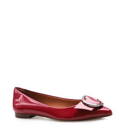 Sapatilha Bico Fino Circle - Verniz Vermelho