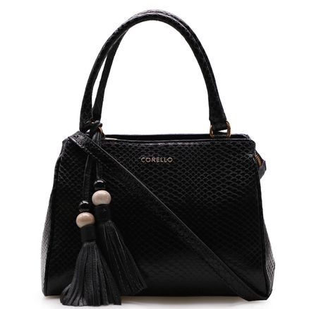 Bolsa Tote - Couro Python Preto