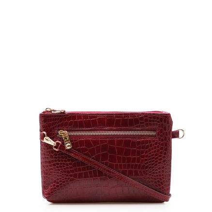 Bolsa Transversal - Couro Croco Vermelho