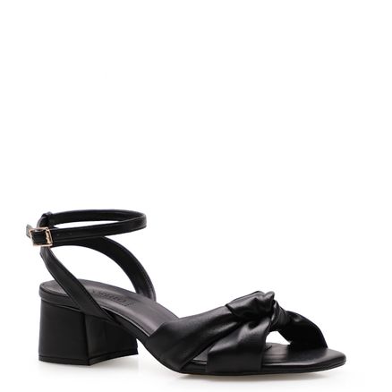 Sandália Feminina  Knot Salto Bloco - Preto