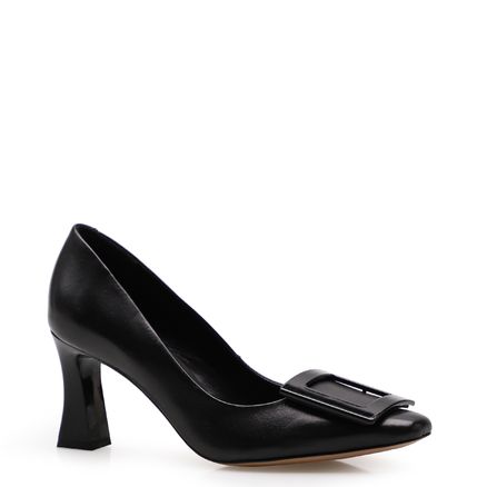Scarpin Fivela - Couro Preto
