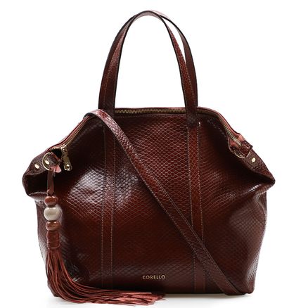 Bolsa Sacola - Couro Python Marrom