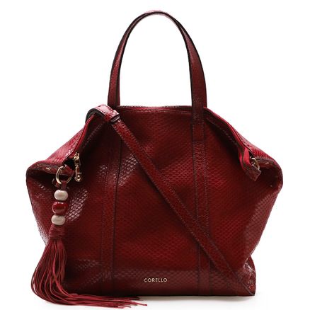 Bolsa Sacola - Couro Python Vermelho