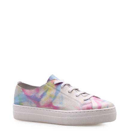 Tênis Feminino Minimal - Couro Tie Dye