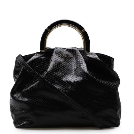Bolsa De Mão - Couro Python Preto