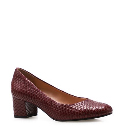 Scarpin Basic Pump - Couro Python Vinho
