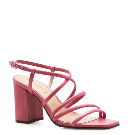 Sandália Feminina Tiras - Couro Rosa