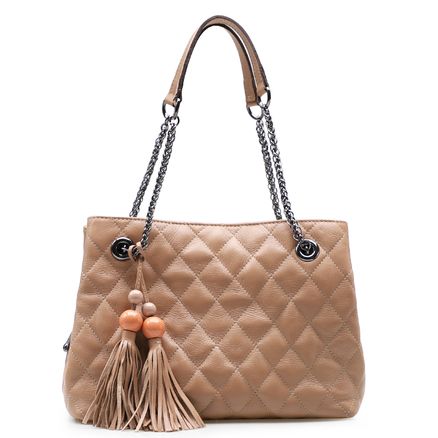 Bolsa De Ombro Feminina Matelassê - Couro New Floater Bege
