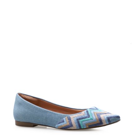 Sapatilha Bordada - Jeans Azul