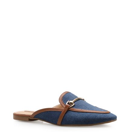 Mule Fivela - Tecido Jeans Azul