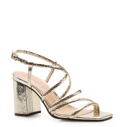 Sandália Feminina Gold - Couro Python Dourado