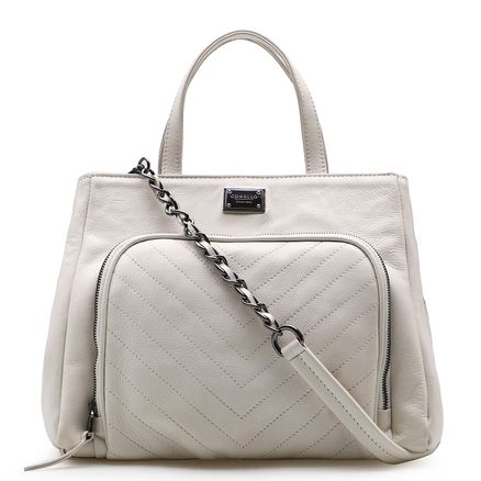 Bolsa Tote Pesponto - Couro Off White
