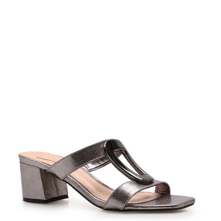 Mule Naked - Couro Prata Velho