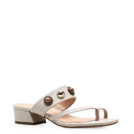 Mule Metais - Couro Porcelana