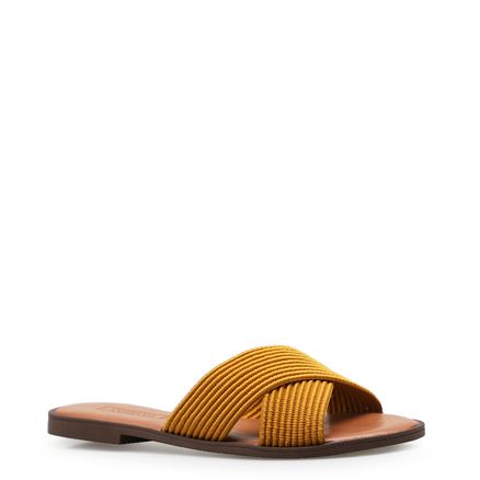 Rasteirinha Feminina Tira Canelada - Amarelo