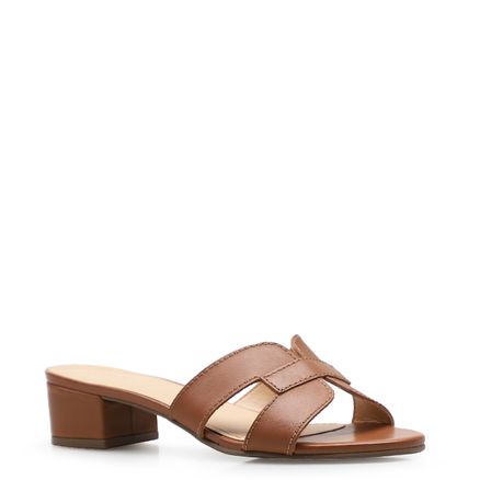 Mule Geometric - Couro Caramelo