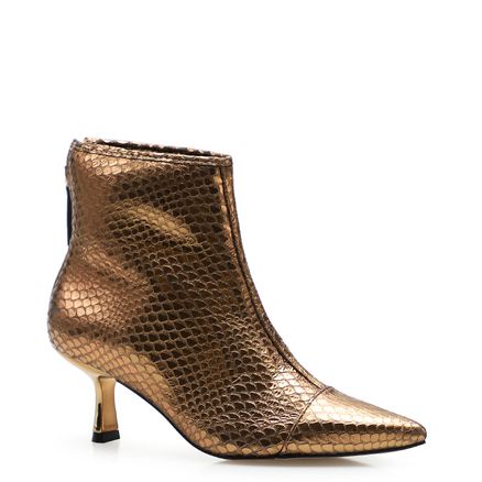 Bota Feminina - Couro Python Bronze
