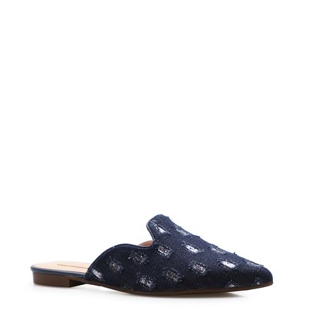 Mule - Tec Jeans Marinho/Prata