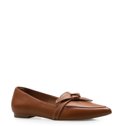 Sapatilha Slipper Pesponto - Couro Marrom