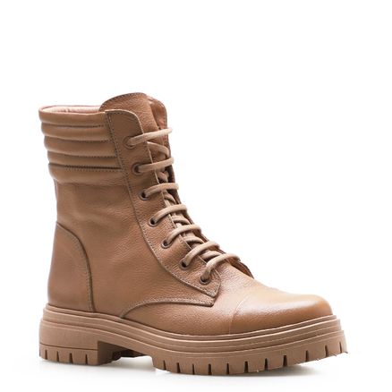 Bota Coturno - Couro Bege