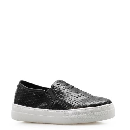 Slip On Python - Couro Preto