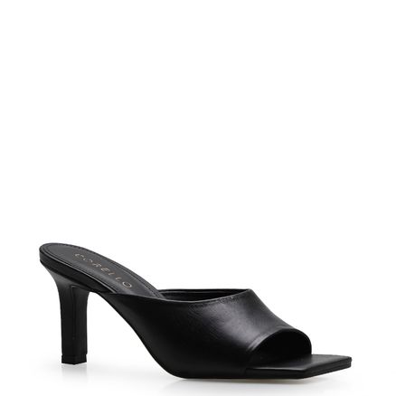 Mule Bico Quadrado - Couro Preto