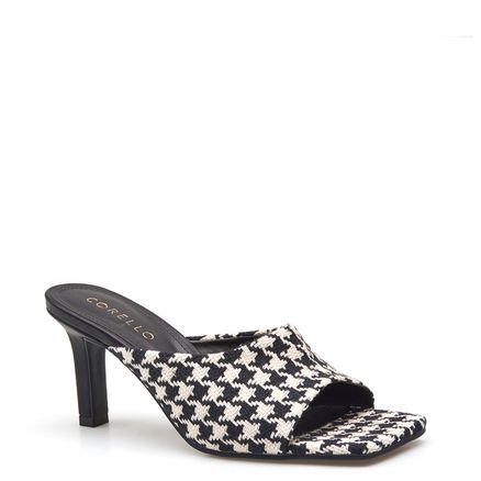 Mule Bico Quadrado - Couro Tweed