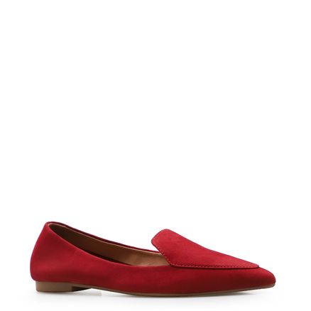 Sapatilha Slipper - Couro Nobuck Vermelho