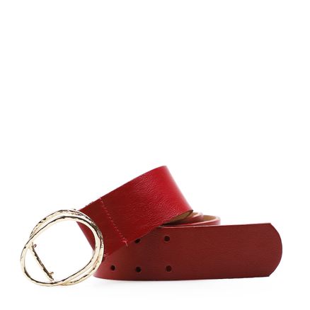Cinto Feminino Ornament - Couro Vermelho