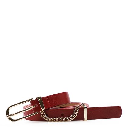 Cinto Feminino Corrente - Couro Vermelho