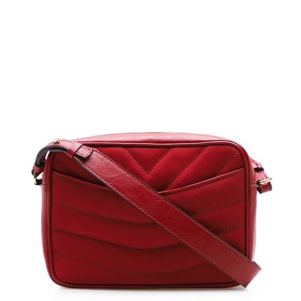 Bolsa Transversal Feminina Matelassê - Couro Vermelho