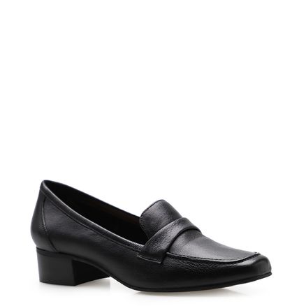 Mocassim Feminino Clássico - Couro Pelica Preto