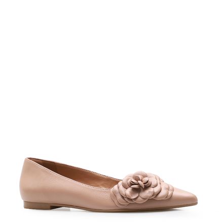 Sapatilha Flor - Couro Bege