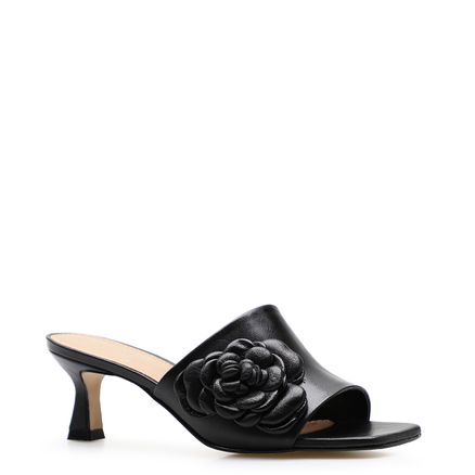 Mule Flor - Couro Preto